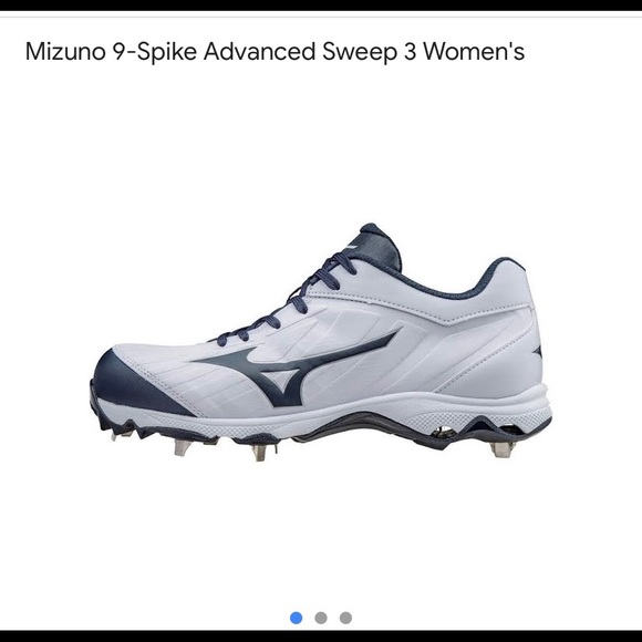 WHITE AND NAVY MIZUNO CLEATS(Never worn) (WOMENS) - Picture 1 of 6